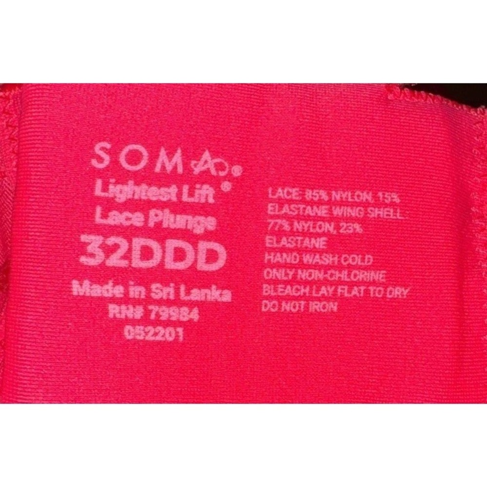 Soma Intimates Bra 32DDD Lace‎ Plunge Lightest Lift Pink UW Convertible - Picture 4 of 4
